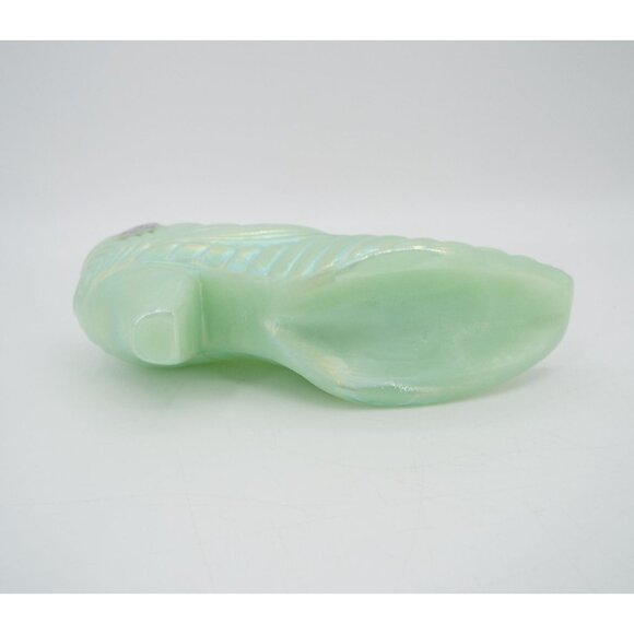 Vintage Fenton Iridescent Jadeite Glass Shoe Cat Head Handmade in USA - Picture 8 of 12